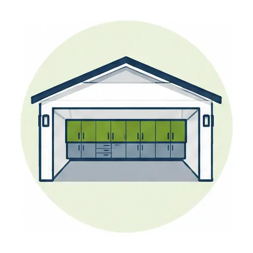 Schematic: One full wall, 2-car garage