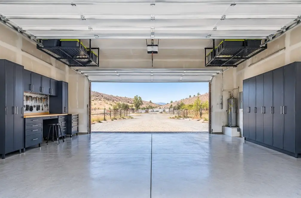 Illustration: a garage with storage in a typical Quail Valley home